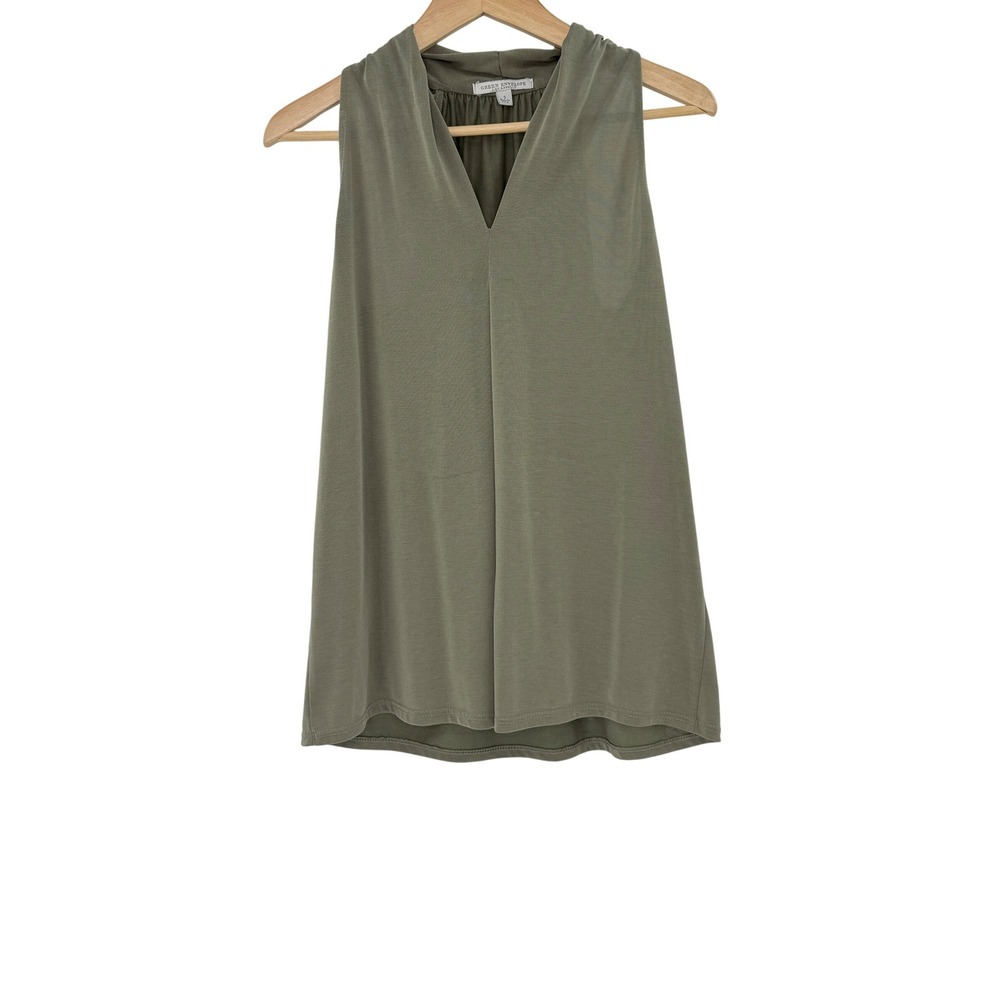 Green Envelope Los Angeles Sleeveless V Neck Drape‎ Neck Top Size S USA Flaw